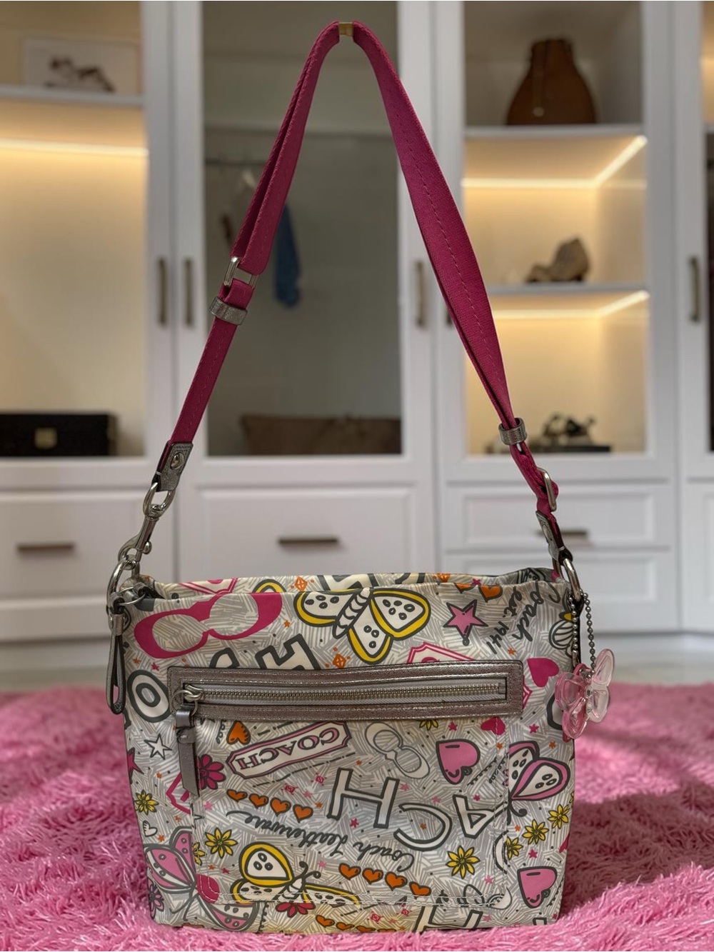 Coach Poppy Butterfly Graffiti Crossbody Bag - Rare Y2K Print - Picture 6 of 12